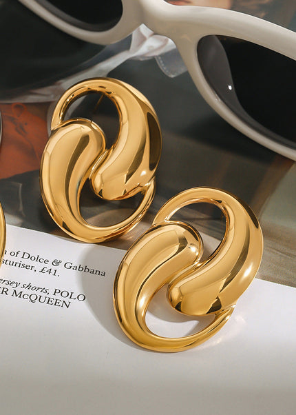 Jieding European and American titanium steel stud earrings do not fade ear jewelry, light luxury high-end earrings, stainless steel earrings cross-border