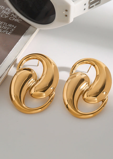 Jieding European and American titanium steel stud earrings do not fade ear jewelry, light luxury high-end earrings, stainless steel earrings cross-border