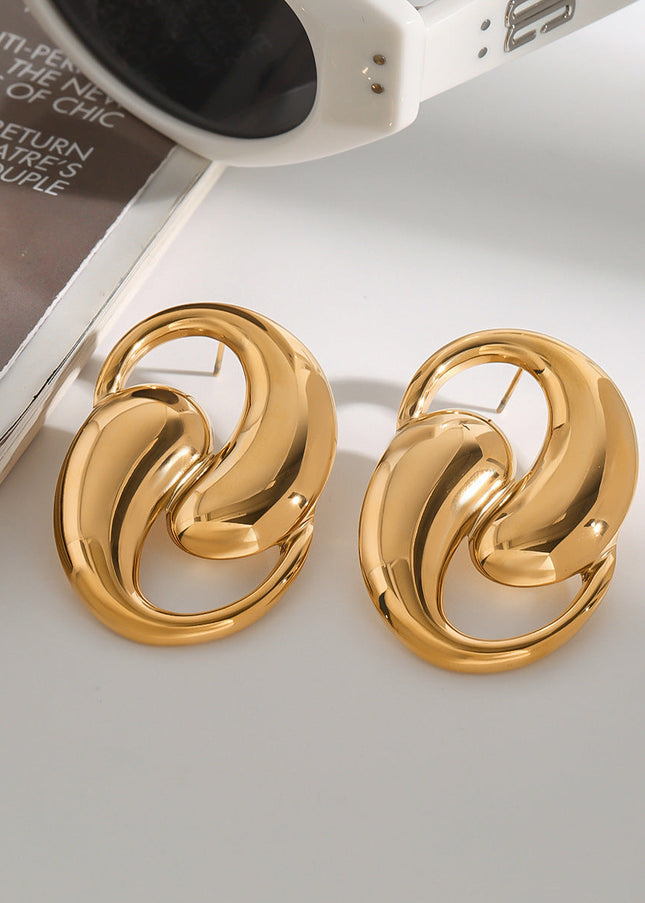 Jieding European and American titanium steel stud earrings do not fade ear jewelry, light luxury high-end earrings, stainless steel earrings cross-border