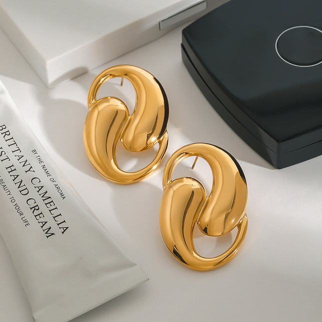 Jieding European and American titanium steel stud earrings do not fade ear jewelry, light luxury high-end earrings, stainless steel earrings cross-border