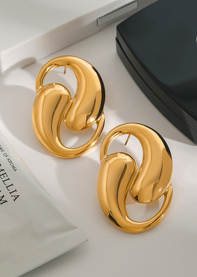 Jieding European and American titanium steel stud earrings do not fade ear jewelry, light luxury high-end earrings, stainless steel earrings cross-border