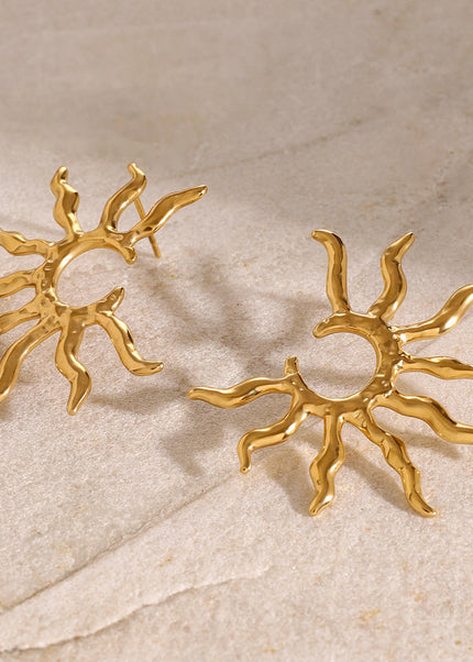 Jieding European and American cross-border stainless steel earrings high-end ins sunflower earrings electroplating does not fade titanium steel jewelry