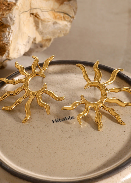 Jieding European and American cross-border stainless steel earrings high-end ins sunflower earrings electroplating does not fade titanium steel jewelry