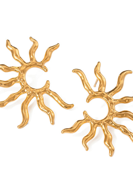 Jieding European and American cross-border stainless steel earrings high-end ins sunflower earrings electroplating does not fade titanium steel jewelry