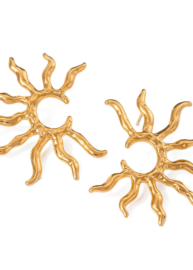 Jieding European and American cross-border stainless steel earrings high-end ins sunflower earrings electroplating does not fade titanium steel jewelry