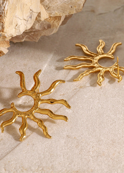 Jieding European and American cross-border stainless steel earrings high-end ins sunflower earrings electroplating does not fade titanium steel jewelry