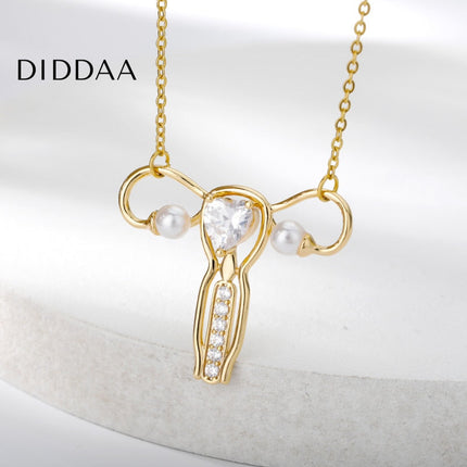 Winston Pendant Necklace | Gold Zirconia Pearl Chain - Necklaces