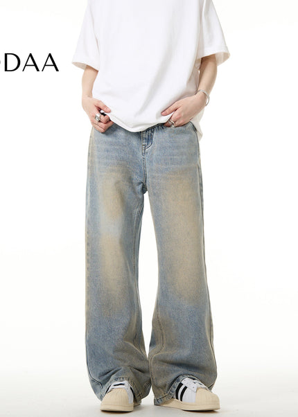 Yellow Distressed Cleanfit Jeans with Clay Dye - S / Vintage Blue - Men’s Jeans