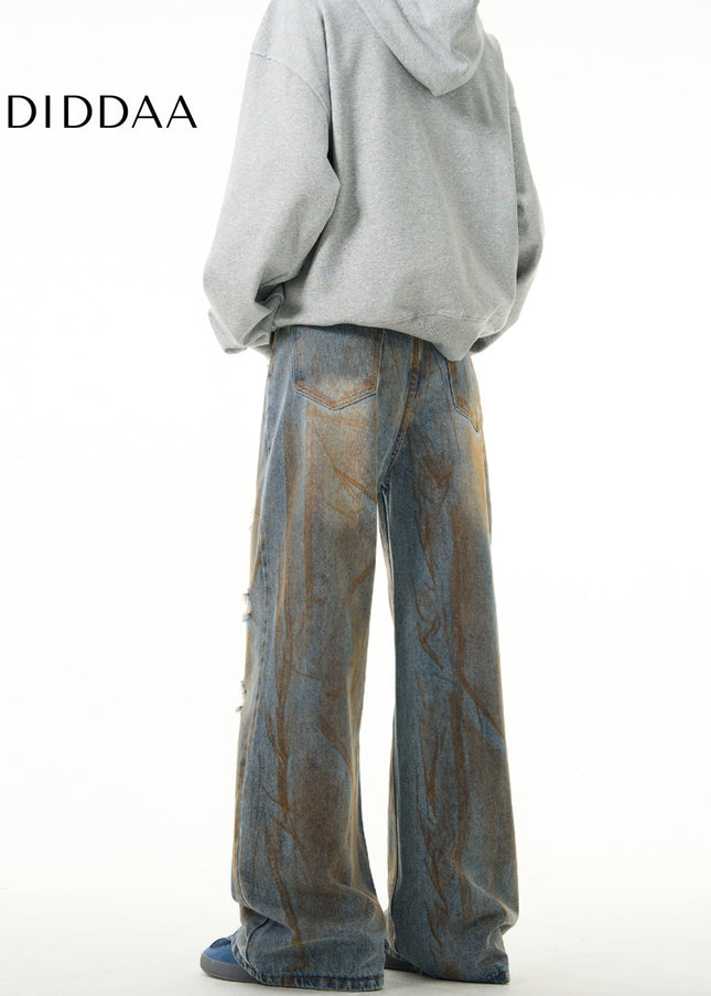 Yellow Distressed Loose Fit Jeans for Men - Men’s Jeans