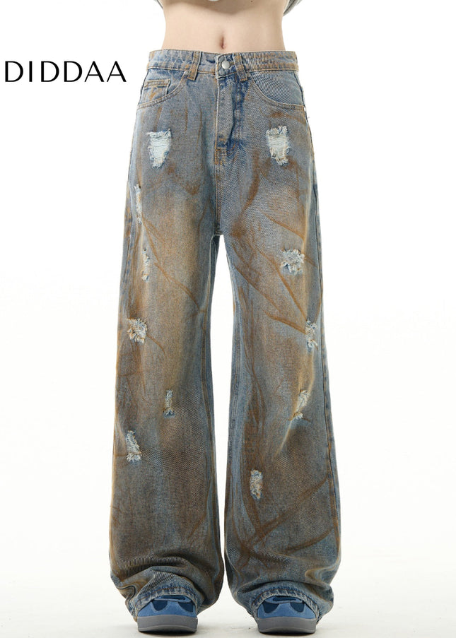 Yellow Distressed Loose Fit Jeans for Men - Men’s Jeans