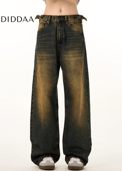 Yellow Distressed Loose Fit Straight Jeans - Men’s Jeans