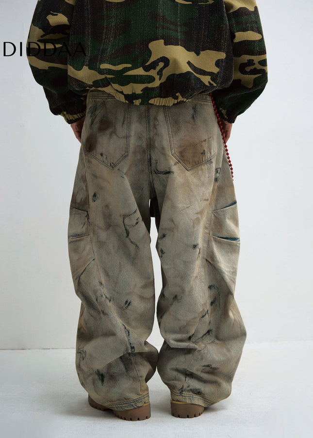 Yellow Heavy Industry Dirty Wash Wide Leg Jeans - Men’s Jeans