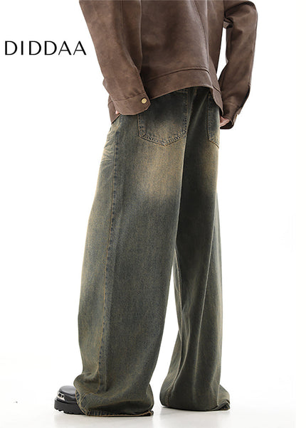 Yellow Loose Fit Draped Mop Pants - Men’s Jeans