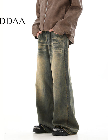 Yellow Loose Fit Draped Mop Pants - S / Vintage Blue - Men’s Jeans