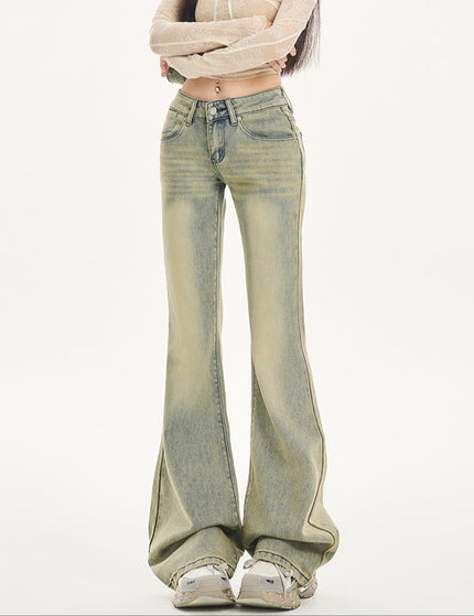 Yellow Loose Retro Flared Velvet Jeans 2025 Women’s Spring - Women’s Jeans
