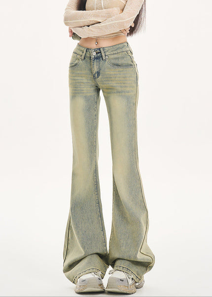 Yellow Loose Retro Flared Velvet Jeans 2025 Women’s Spring - Women’s Jeans