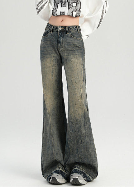 Yellow Mud Color Non-Sticky Slightly Flared Jeans - Women’s Jeans