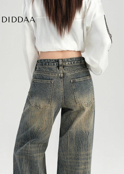 Yellow Mud Color Non-Sticky Slightly Flared Jeans - Women’s Jeans