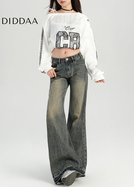 Yellow Mud Color Non-Sticky Slightly Flared Jeans - Women’s Jeans