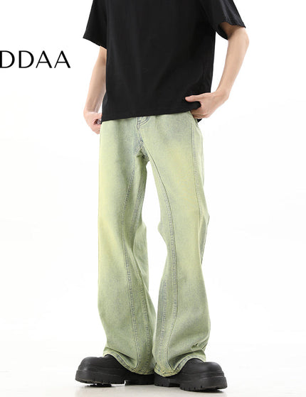 Yellow Mud Dyed Bootcut Jeans Men’s Summer Casual Pants - S / Vintage Blue - Men’s Jeans