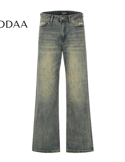 Yellow Mud Dyed Loose Fit Flared Jeans - S / Vintage Blue - Men’s Jeans