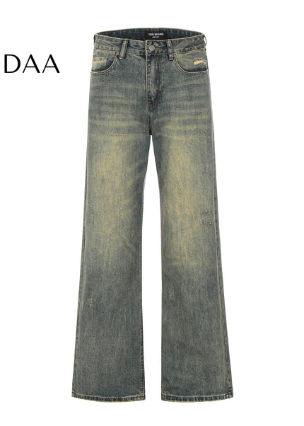 Yellow Mud Dyed Loose Fit Flared Jeans - S / Vintage Blue - Men’s Jeans