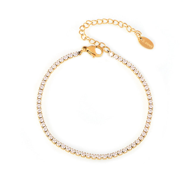 Hepburn style elegant and simple personality, light luxury style jewelry, inlaid zircon design, titanium steel gold-plated star bracelet