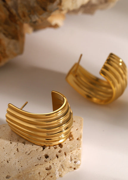 Jieding European and American stainless steel double C earrings exaggerated earrings high-end ins earrings European and American cross-border titanium steel jewelry women