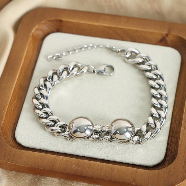 European and American new light luxury fashion personality niche design environmental protection titanium steel simple texture bracelet high-end jewelry women