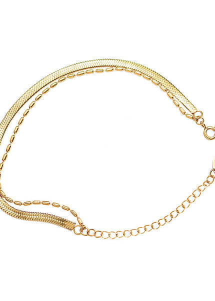 Rice beads, delicate blades, chain combinations, double-layer bracelets, titanium steel material, 18K real gold plating, no need to pick E105 in the bath