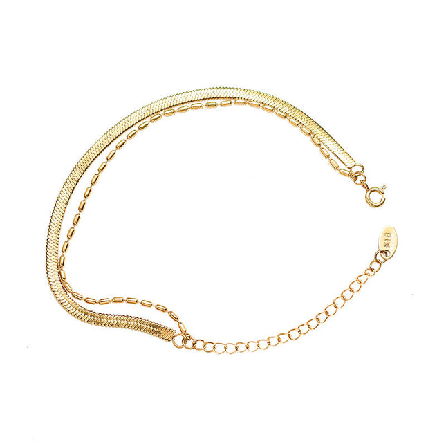 Rice beads, delicate blades, chain combinations, double-layer bracelets, titanium steel material, 18K real gold plating, no need to pick E105 in the bath